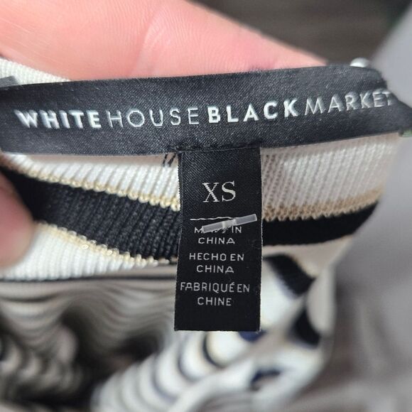 WHITE HOUSE BLACK MARKET MIXED STRIPE SWEATER METALLIC THREADING PULL OVER SZ XS - Picture 5 of 8